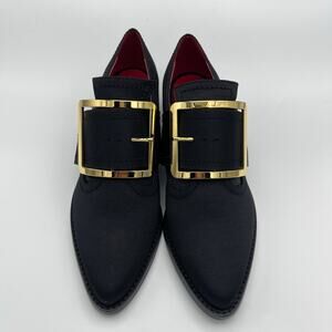 Kat Von D Women's Black Coven Buckle Shoes Gold Buckle Size 5. NWOT